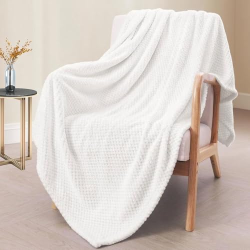 Manta para Sofá 100 x 180 cm Súper Suave y Cálida, Ligera y Multiusos Manta y Colchas, Mantas para Sofa para Sofá y Cama, Blanco