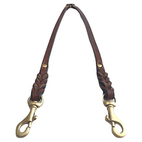 Soft Touch Collars - Leather Braided Coupler Dog Leash, Brown - Perfect for Walking Two Dogs with One Lead Cover
