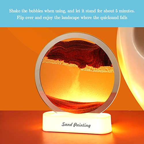 Yinhamnl Moving Sand Art,360° Rotating Hourglass Decoration Table Lamp, 3D Hourglass Deep Sea Sandscape, Quicksand Decor, Rgb Color Changing Sand Liquid Motion Desk Lamp, Home Desktop Decor (Blue) #TOP5