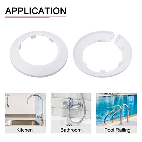 DTGN 115x13mm(DxT) Pipe Cover Decoration - 6Pack - Good for Bathroom Kitchen 75mm Dia Pipe - PP Plastic Escutcheon - White - Image 4
