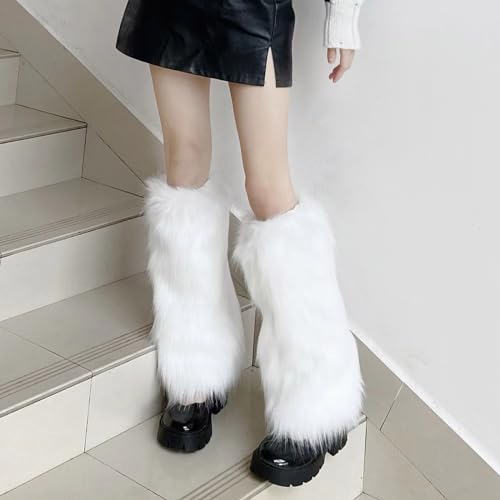 Soft Warm Hosiery, Women Girls Faux Leg Warmer Fall Winter Solid Color Furry Plush Boot Cuffs Warm Socks4