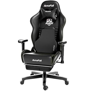 AutoFull Gaming Chair PC Chair with Ergonomics Lumbar Support, Racing Style PU Leather High Back Adjustable Swivel Task Chair with Footrest(Black)