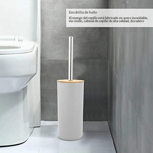 AYNEFY Juego de 6 Accesorios de Baño Modernos Dispensador de Jabón Soporte para Cepillo de Dientes Jabonera Vaso Soporte para Cepillos de Baño Cubo de Basura, Bambú PP (Gris)