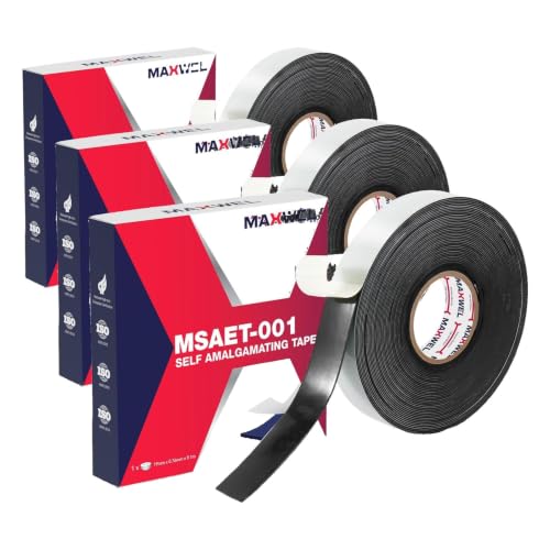 Image of Self Amalgamating Rubber Splicing Tape - 3 /4 Inch 10 Yards General Purpose Waterproof High Voltage Self Fusing Electrical Insulating Tape (Pack of 3)