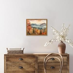 KBKBART Framed Vintage Wall Art for Living Room Bedroom Decor Retro Autumn Watercolor Country Landscape Canvas Painting Farmhouse Decor Wall Art Rustic Fall Bathroom Wall Decor Vintage Room Decor8x10