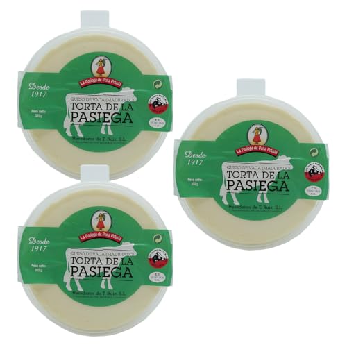 LA PASIEGA DE PEÑA PELADA Torta de Queso, PACK DE 3 Quesos redondos 300 gr (aprox) En tarrina - Textura Cremosa y Sabor Suave - Elaborado con Leche de Vaca Pasteurizada - Calidad Artesanal Española