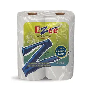 Ezee Kitchen Tissue/Paper Towel Roll - 2 Rolls (60 Pulls Per Roll, 120 Sheets)