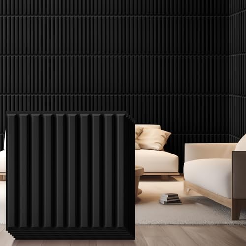 Nuanchu 32 Pcs 3D Slat Wall Panels 12 x 12 Inch PVC...