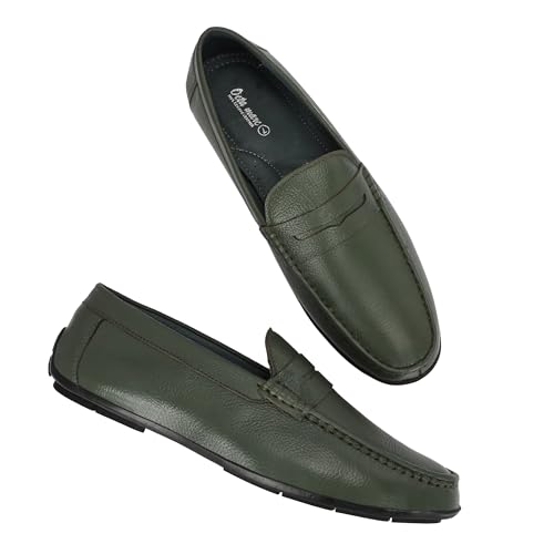 Image of Octa marc Men's Genuine Leather Loafer Shoes | Natural Rubber Sole with Soft Cushioned Insole | Classic Slip-On Design for Office, Party, Formal & Casual Wear