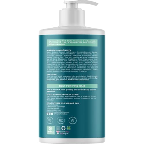 Image of Volumizing Biotin Shampoo for Thinning Hair - Invigorating Peppermint Shampoo for Fine Hair with Argan Coconut and Olive Oils - Vegan & Color Safe - Paraben Silicone & Sulfate Free (25 Fl Oz)