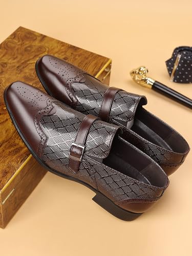 Men's Patent Leather Dress Shoes – Oxford Formal Business Tuxedo Shoes with Stitched Design & Textured Pattern, Slip-On Casual Work Wedding Shoes4