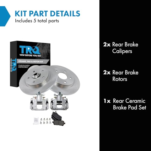 Image of TRQ Rear Brake Pad and Rotor Set Ceramic Rotors Calipers