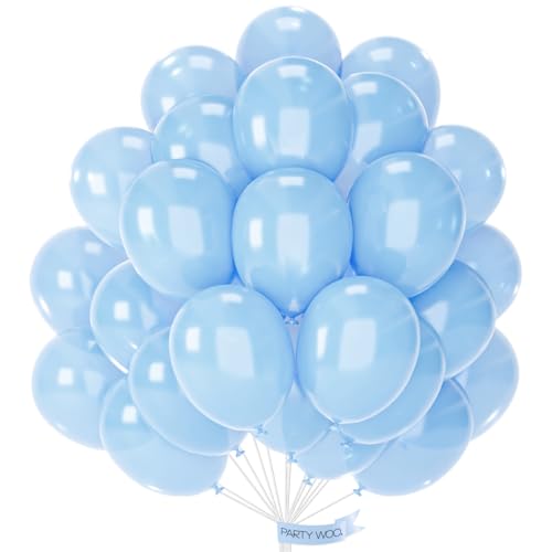 Image of PartyWoo Pearl Light Blue Balloons 50pcs Baby Pastel Blue Color 12 Inch