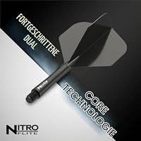 RED DRAGON Darts – Nitro Flite Integriert Flüge & Schäfte System – No.2 Form und Design – Schwarz & Schwarz Farbe, Kurz Länge – Ansicht 6