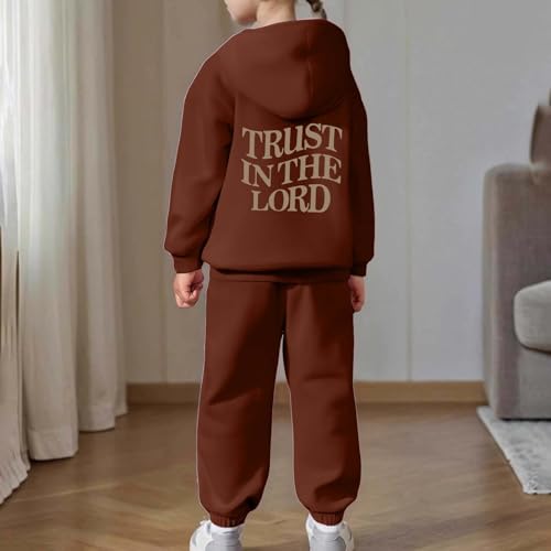 Girls Sweatsuit Set - 2 Piece Trust in The Lord Christian Hoodies Sweatshirt and Sweatpants Athletic Jogger Sets 2-13Years2