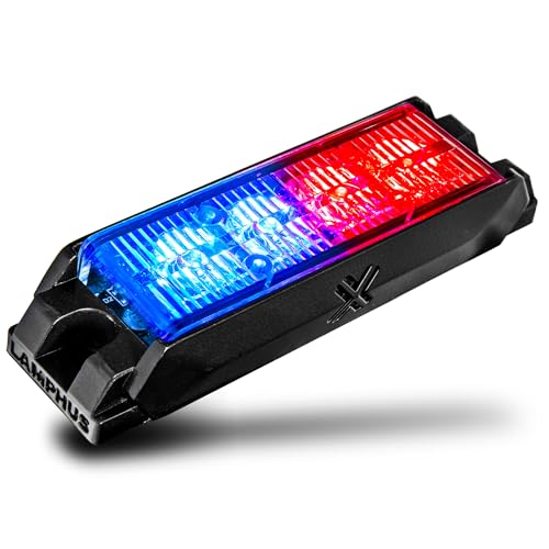 Image of LAMPHUS NanoFlare 4 inch 4W Blue Red LED Surface Mount Police Grill Strobe Warning Lights [SAE Class 1] 12V Rectangle Grille Flashing Emergency Fire Light Head for Under Cover Vehicle Car Truck