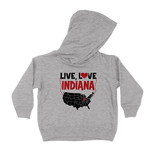 Live Love Indiana Kids Hoodie Sweatshirt Toddler 2T Heather Grey