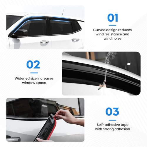 Image of Compass Rain Guard - Window Visors for Jeep Compass 2017-2025 2026, Out-Channel Side Window Rain Guards for Compass Accessories, 4PCS, Black, Car Accessories