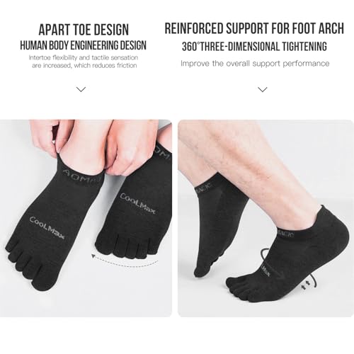 Image of Toe Socks for Men Women Cool-max Running Socks 3 Pairs Athletic Breathable Five Finger Socks