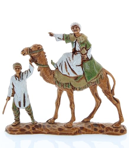 Moranduzzo DREI Könige auf Kamel Für 3,5 cm Krippe Maßstab 1:16 – Micro 3,5 – Unzerbrechliche Figur, Stil 18. Jahrhundert, Handbemalt, Bildhauer M. Landi, Made in Italy