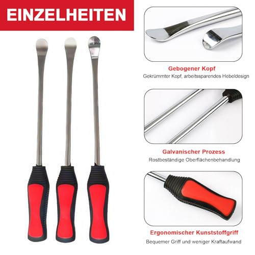 Reifenheber, Reifenmontiergerät 31 Anzüge, Reifenmontierhebel mit Aufbewahrungstasche, Felgenschutz Tool Kit, Werkzeugsatz für Reifenventile und Ventilkappen, Für Motorrad Fahrrad Wagen Reifen