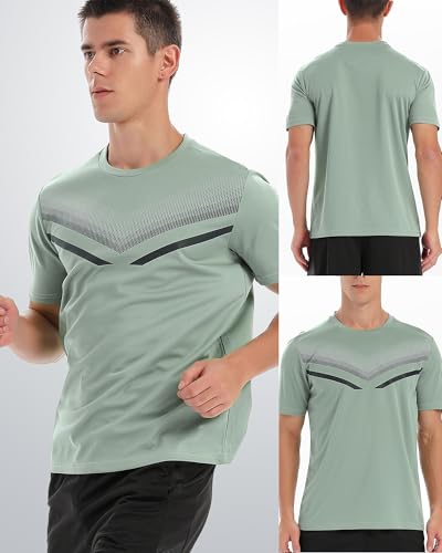 5 Pack Workout Shirts for Men Athletic Running Gym Quick Dry Short Sleeve Crew Neck T Shirts Tee Tops Bulk3