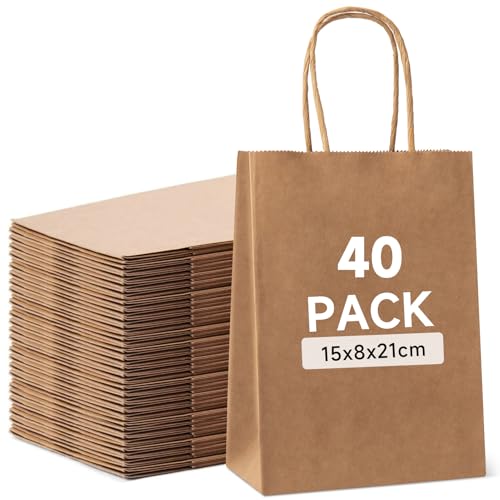 HAUSPROFI Papiertüten 40 Stück, Geschenktüten mit Henkel,...