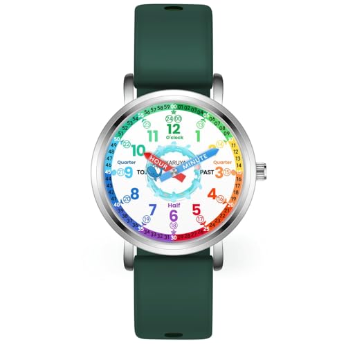 Kids Analog Watch, Blue Cute Whale Learning Watch for Kids 8-12, Waterproof Childrens Watches for Boys Ages 5-7 6-8, Girls Watches Green Strap