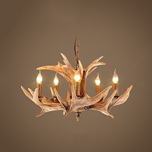 Suspension bois de cerf luminaire rétro salon et bar créatif