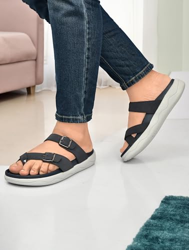 Image of HEALTH FIT Extra Soft Premium Classic Cushion Sliders /with Adjustable Buckle Strap & Light Weight Anti-SkidWaterproof Luxurious Slippers for Men's HF119