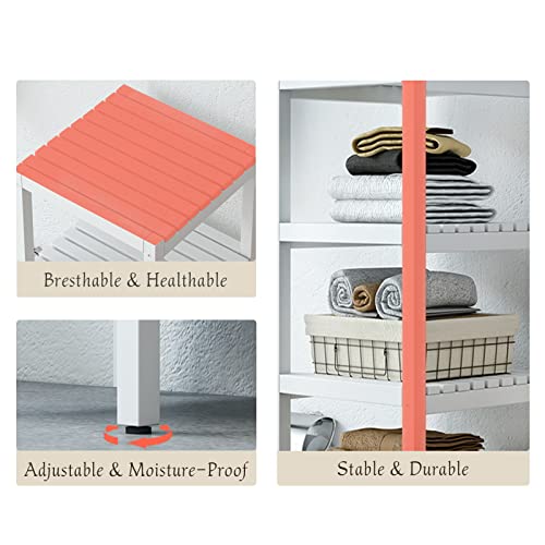 Iotxy Open Shelving Storage Rack - 3-Tier Freestanding Solid Wood Shelves Unit, Multipurpose Display Stand For Bathroom Living Room Laundry, Square Corner Rack, Bookshelf, White #TOP3