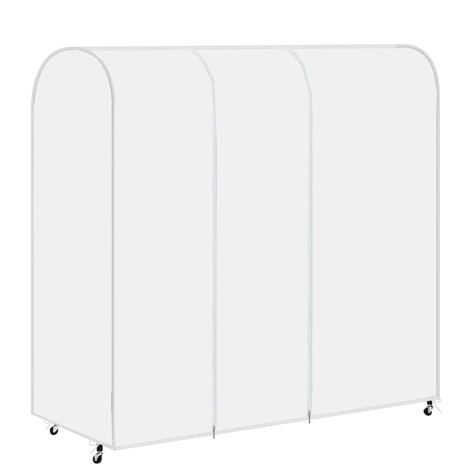 Copertura trasparente per appendiabiti antipolvere con 2 cerniere durevoli/protezione impermeabile per abbigliamento(150 x 50 x 110 cm)