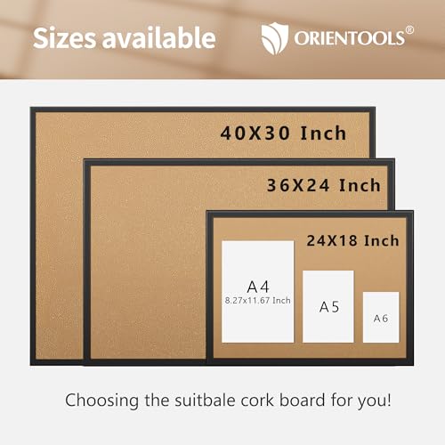 Tableau d'affichage en liège Orientools 24X18" cadre noir pour notes - 6