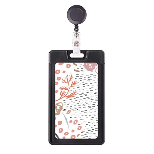 Porte-badge rétractable plantes abstraites - Enrouleur de carte ID