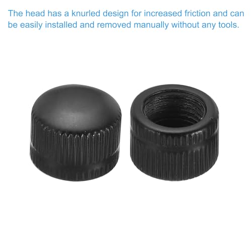 PATIKIL M10x1 Sechskantmutter, 10 Stück Feingewinde Hutmuttern Schraubknopf Kappe Einschraubmutter Abdeckung weibliches Gewinde gerändelt dekorative Beschläge Leuchten, Schwarz
