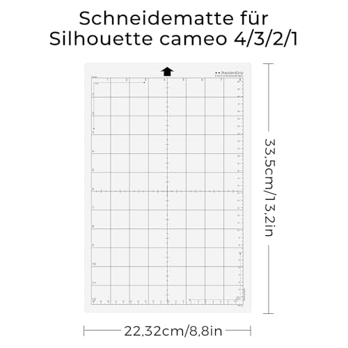 Prime Vinyl Schneidematte für Silhouette Portrait Ersatz Schneidematte,3 Stück Standard Griff 30,5 x 20,3 cm,gerasterte, selbstklebende, Schneidematten-Set.