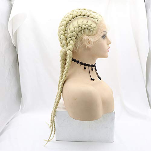 xiweiya Ombre Light Blonde Lace Front Braids Wig with Baby Hairs 613# Blonde Box Braids 5 Braided Wig Afro Braids Natural Hairline Dutch Twist Braiding Hair For Women - Image 2