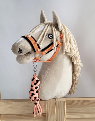 Cabestro A3 Hobby Horse piel negra accesorios caballito madera negro naranja