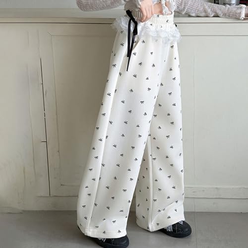 Girls Y2K Wide Leg Sweat Pants with Pockets Teens Kids Casual Ruffle Lace Elastic Waist Baggy Sweatpants Streetwear3