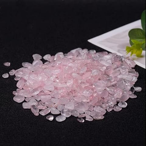 DongAi Crushed stone natural crystal quartz chips, used for aquarium gravel, sea glass, rock sand, fish and turtle tank, air plant decoration (1 lb)(pink) Cover