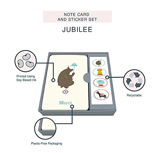 Image of Note Card & Sticker Set by Studio Oh! - Jubilee - Set of 12 - 3.5 inch x 5.25 inch Blank Cards with Envelopes and Stickers - Includes 3 Cards Each of 4 Designs