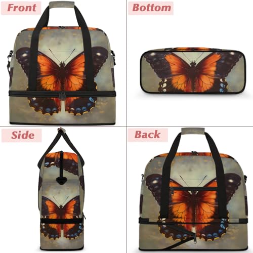 Large Weekender Overnight Bags Animal Beautiful Butterfly Travel Duffel Bag for Women Men Gym Bag With Shoe Compartment Foldie Travel Tote Bag Carry On Personal Item Bag for Travel Gym Sports3