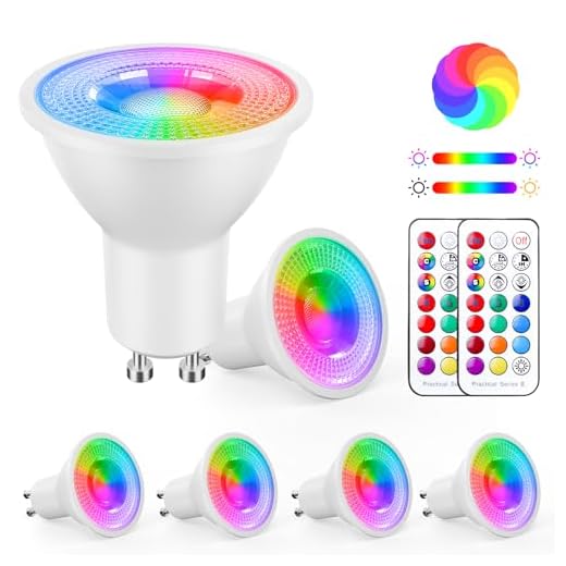 YAYZA! 4er-Pack Premium Dimmbar GU10 6W RGB +Kaltweiß 6000K Farbwechsel IR Fernbedienung LED-Strahler Downlight Glühbirne