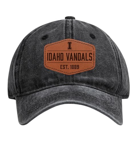 R and R Imports Idaho Vandals Officially Licensed Dad Hat - Unisex Baseball Cap with Hexagon Engraved Leather Patch Black