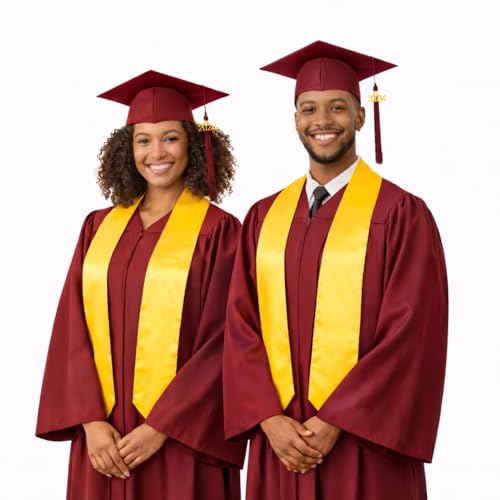 Image of Raj Costume Convocation Dress Graduation Gown and Cap for Kids Adult Men Women Girls College School Degree Gown Academic Gown Maroon 2 With Sash Adult Free Size