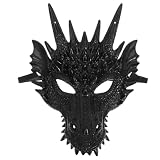 Toyvian Maschera e Confortevole di Drago Nera Riutilizzabile in Plastica di Carnevale e Halloween per Feste e Eventi