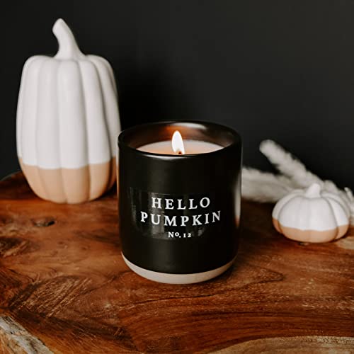 Sweet Water Decor Hello Pumpkin Soy Candle | Pumpkin, Warm Spices, Vanilla, And Whipped Cream Fall Scented Candles For Home | 12Oz Black Stoneware Jar, 60+ Hour Burn Time, Made In The Usa #TOP1
