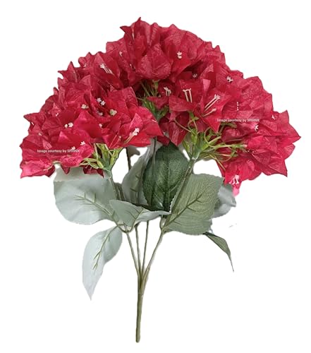 Image of SPHINX Artificial Bougainvillea 5 Heads Bunch Without Vase for Home Decor,Centerpieces, Christmas Decorations, Welcome Reception, Dinner Table decor Approx Height 50 cms- (2 Pieces, Mixed Colors)