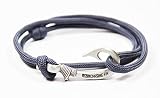 Chasing Fin Adjustable Bracelet 550 Military Paracord with Fish Hook Pendant, Navy