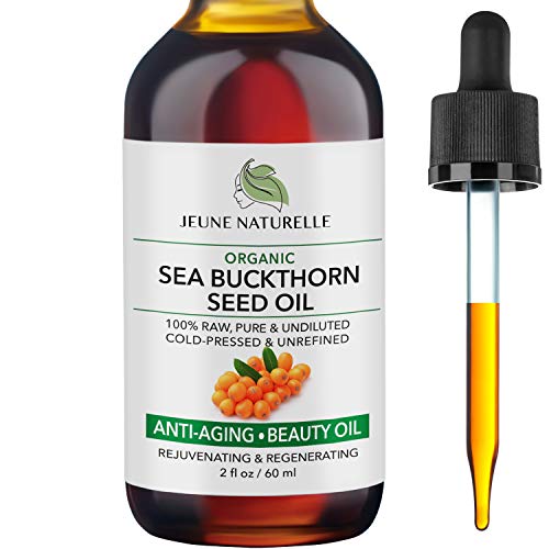 Sea Buckthorn Oil Organic - 100% Pure RAW Cold Pressed Undiluted Sea Buckthorn Seed Oil - For Acne Eczema Wrinkle Repair Dark Spots Scars Rosacea - Anti Aging Beauty Oil, 2oz